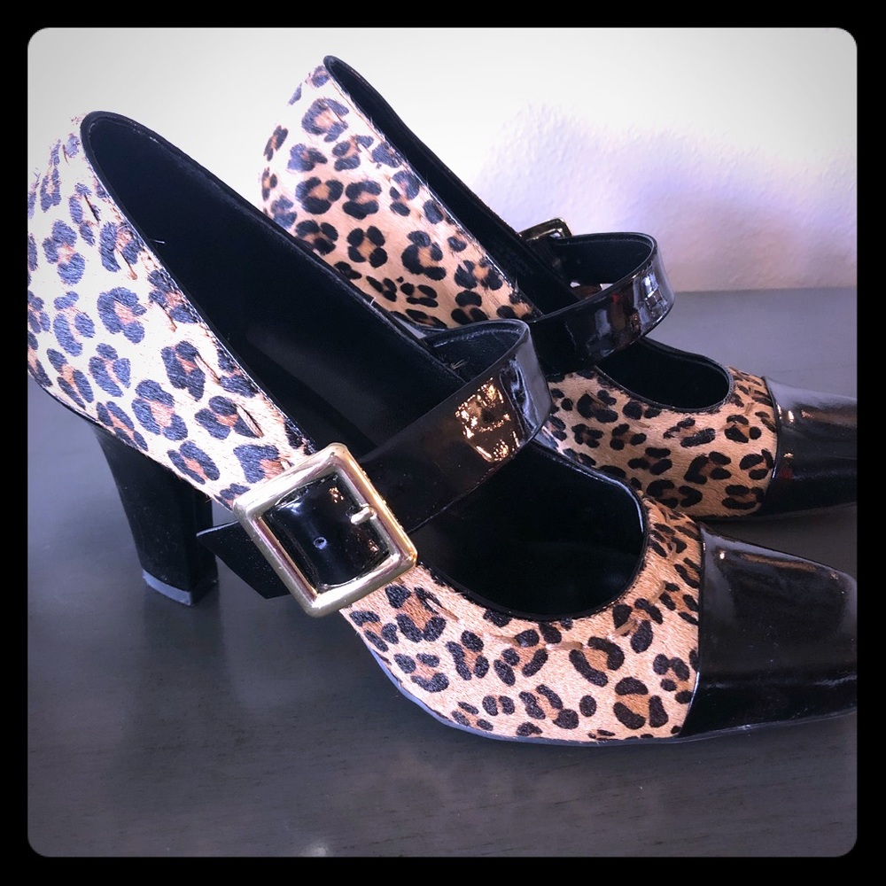 Franco Sarto leopard Mary Jane heels